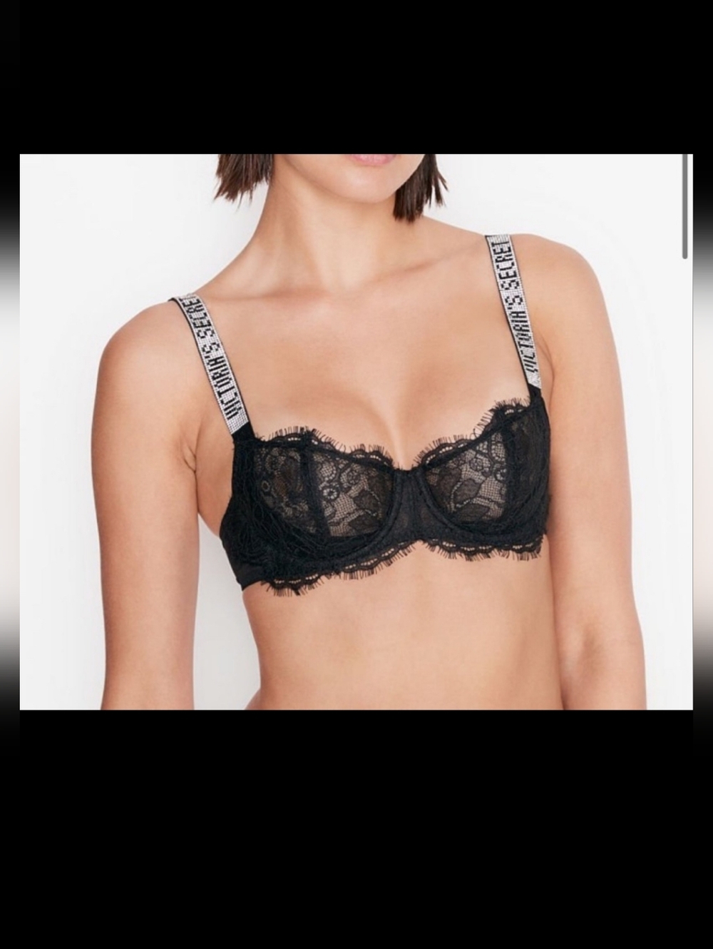 Very Sexy Wicked Unlined Shine Strap Balconette Bra Black 32C Victoria's Secret